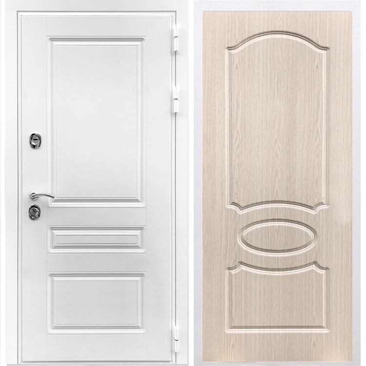 Входная белая дверь Император ФЛ-128 Беленый дуб 28572