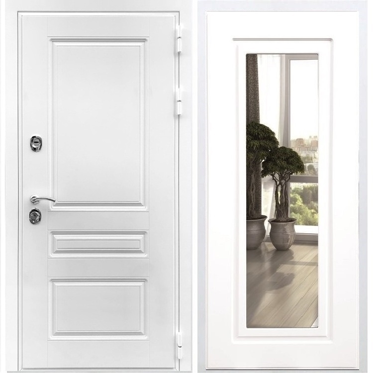 Входная белая дверь Император ФЛ-120 с Зеркалом Белый силк сноу 28594