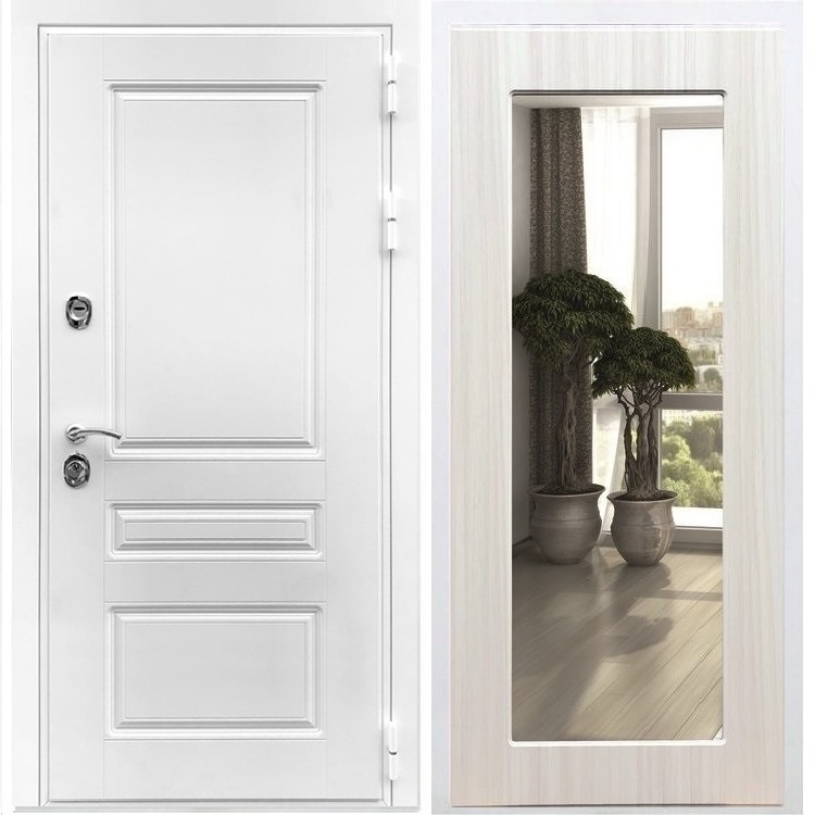 Входная белая дверь Император Пастораль Сандал белый с Зеркалом 28604