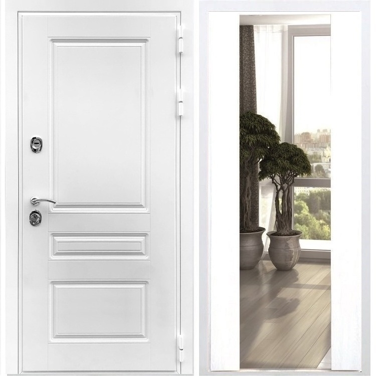 Входная белая дверь Император с Зеркалом СБ -16 Белый силк сноу 28614