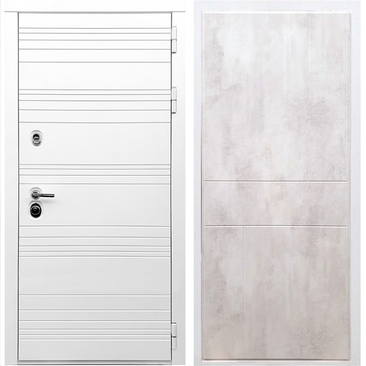 Белая входная дверь Morrison ФЛ-290 Бетон светлый 28748