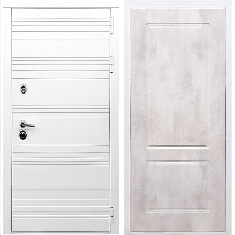 Белая входная дверь Morrison ФЛ-117 Бетон светлый 28813