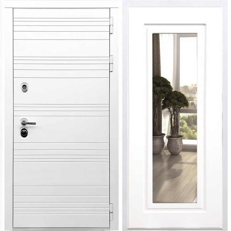 Белая входная дверь Morrison ФЛ-120 с Зеркалом Белый силк сноу 28863