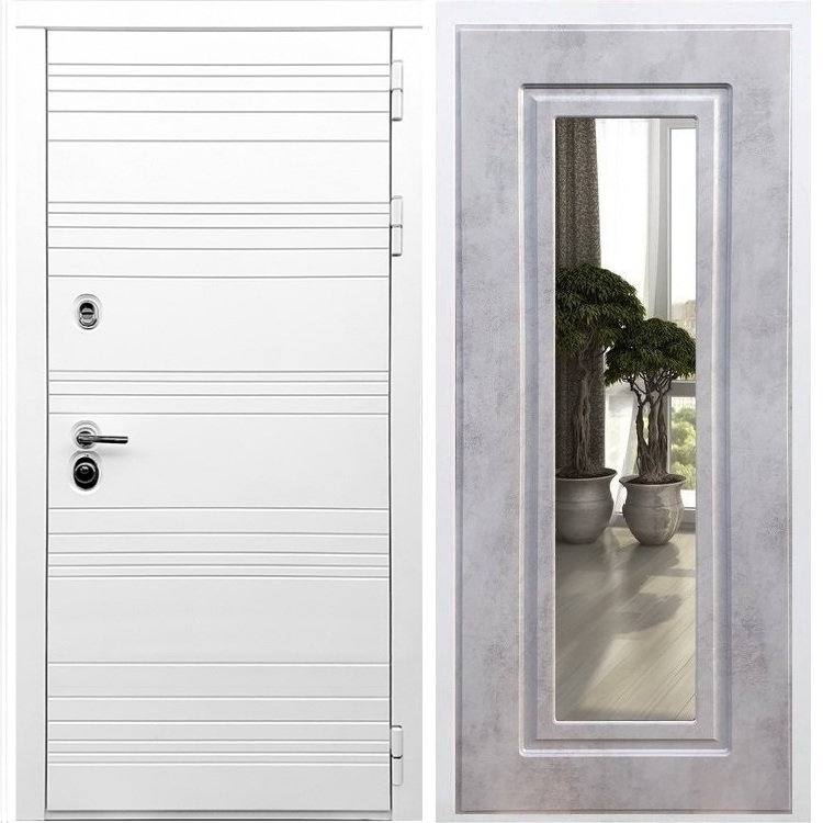 Белая входная дверь Morrison ФЛ-120 с Зеркалом Бетон темный 28865