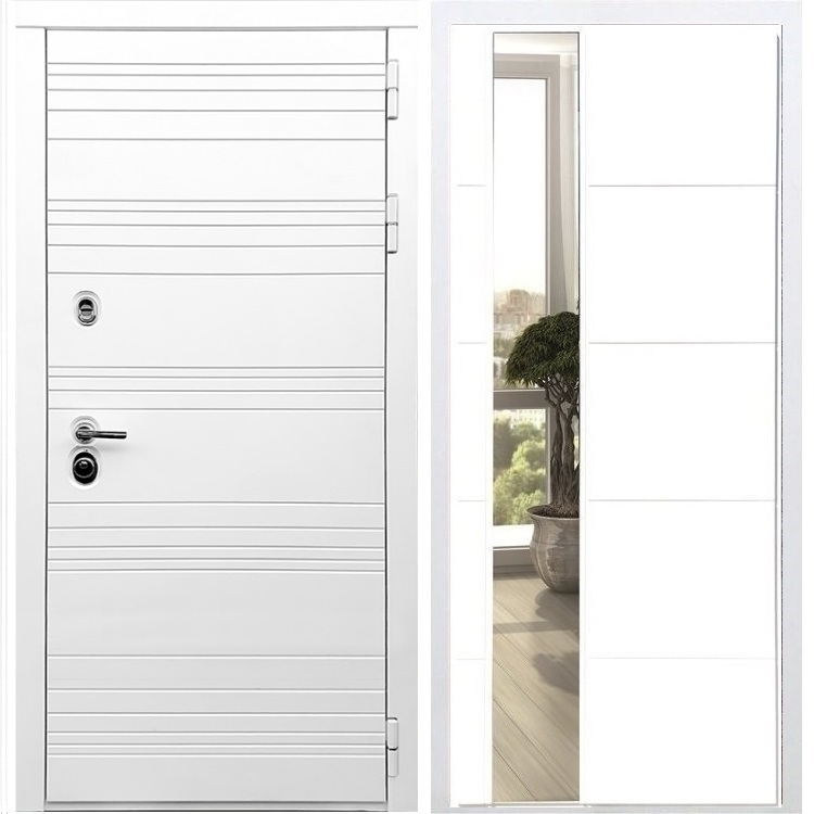 Белая входная дверь Morrison с Зеркалом СБ -19 Белый силк сноу 28890