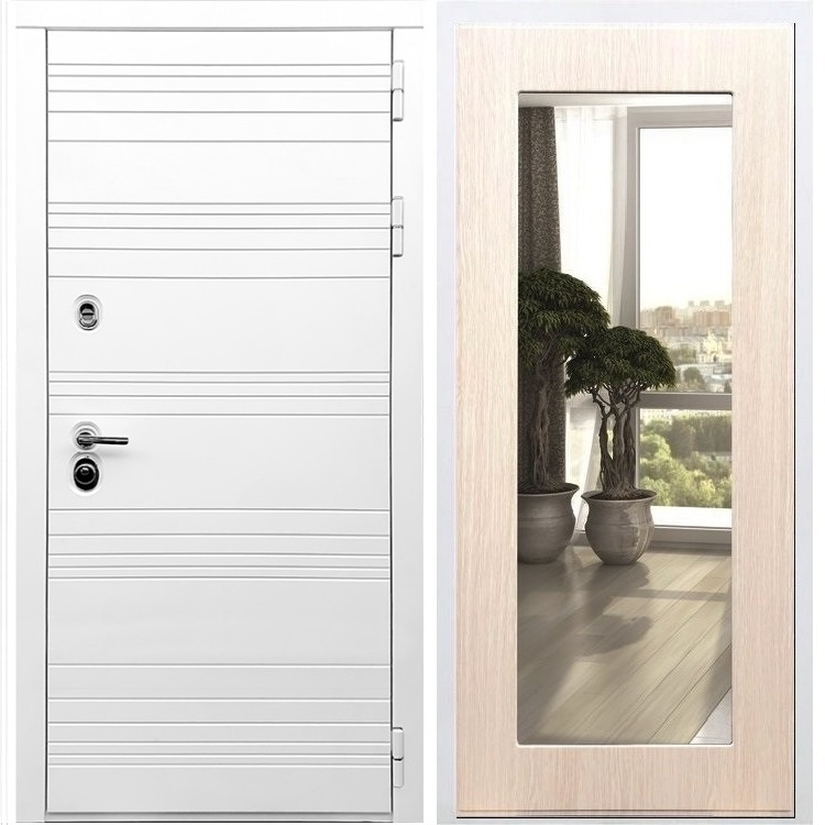 Белая входная дверь Morrison Пастораль Дуб белёный с Зеркалом 28871