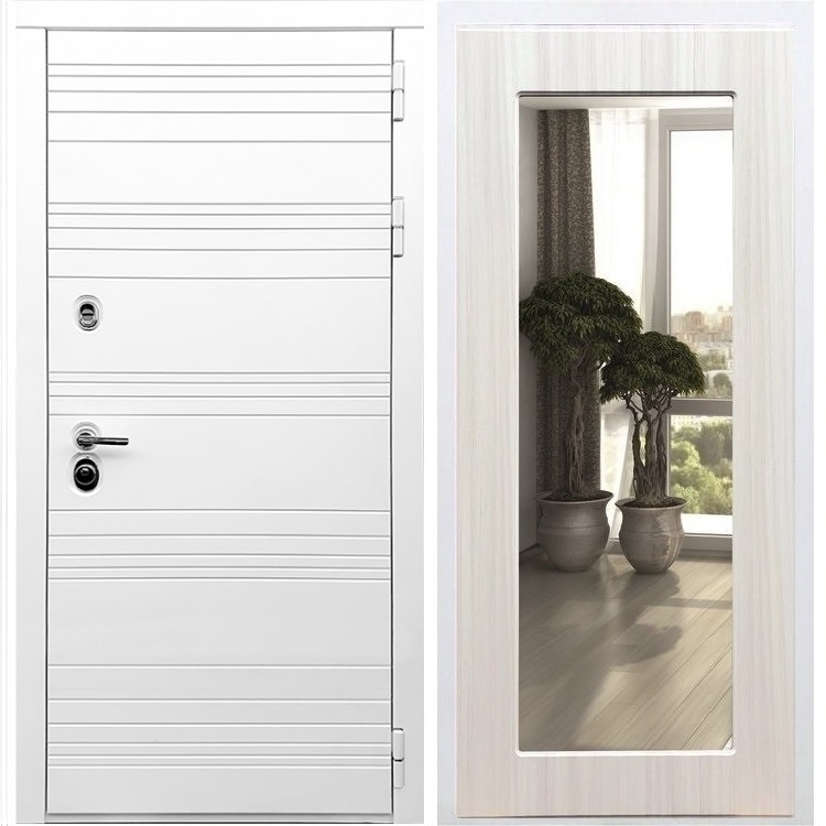 Белая входная дверь Morrison Пастораль Сандал белый с Зеркалом 28873