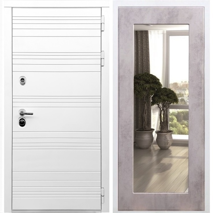 Белая входная дверь Morrison Пастораль Бетон светлый с Зеркалом 28877