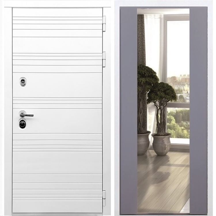 Белая входная дверь Morrison с Зеркалом СБ -16 Силк титан 28889