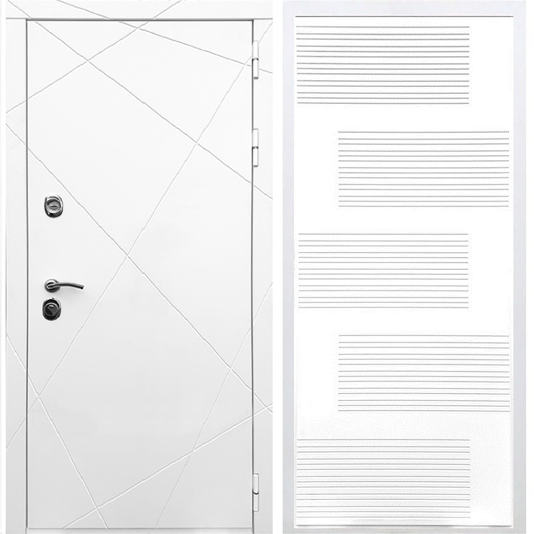 Белая Входная металлическая дверь Олимпия ФЛ-185 Белый силк сноу 28978