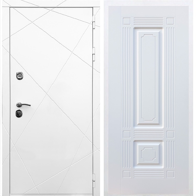 Белая Входная металлическая дверь Олимпия ФЛ-2 Белый силк сноу 28990