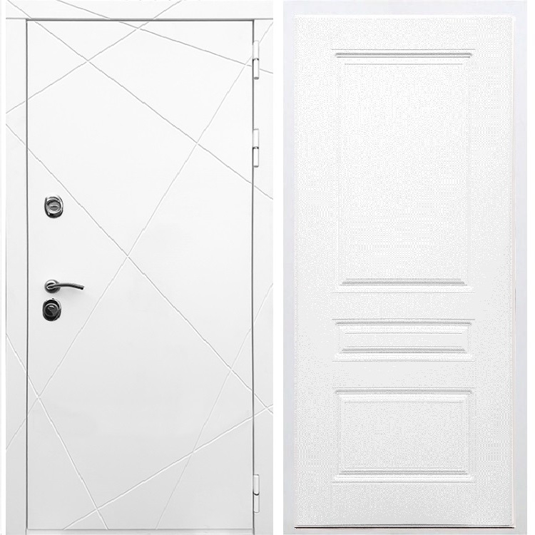 Белая Входная металлическая дверь Олимпия ФЛ-243 Белый ясень 29010