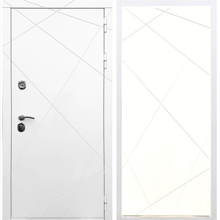 Белая Входная металлическая дверь Олимпия ФЛ-291 Белый силк сноу 29018