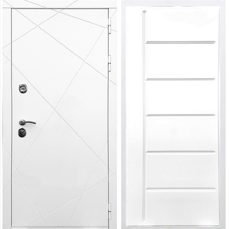 Белая Входная металлическая дверь Олимпия ФЛ-102 Белый силк сноу 29069