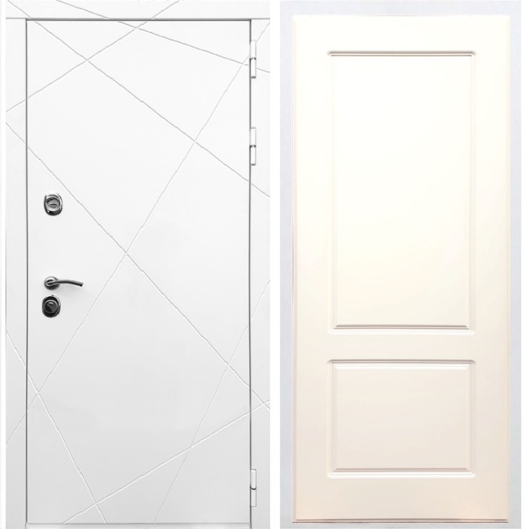 Белая Входная металлическая дверь Олимпия ФЛ-117 Софт шампань 29086