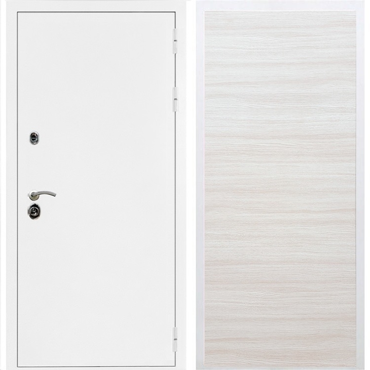 Входная металлическая дверь Триумф Белая шагрень Акация светлая 31388