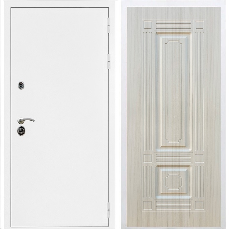 Входная металлическая дверь Триумф Белая шагрень ФЛ-2 Сандал белый 31478