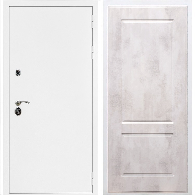 Входная металлическая дверь Триумф Белая шагрень ФЛ-117 Бетон светлый 31571