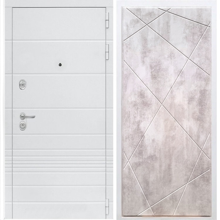 Входная белая дверь Италия ФЛ-291 Бетон светлый 34199