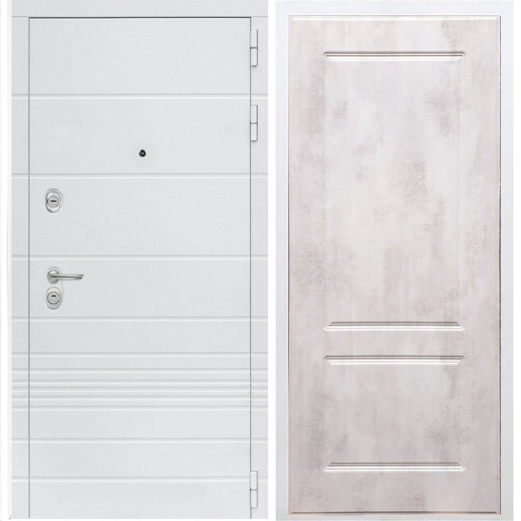 Входная белая дверь Италия ФЛ-117 Бетон светлый 34261