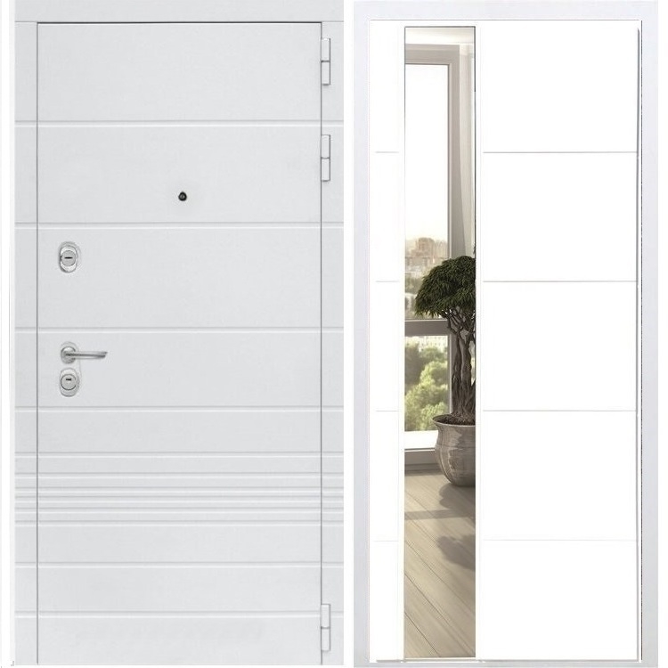 Входная белая дверь Италия с Зеркалом СБ -19 Белый силк сноу 34317