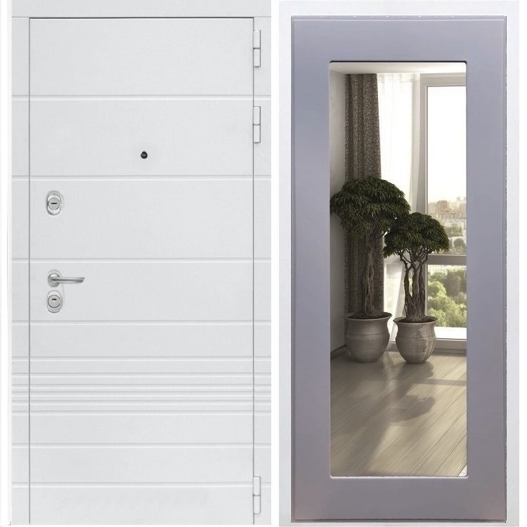 Входная белая дверь Италия Пастораль Силк титан с Зеркалом 34320