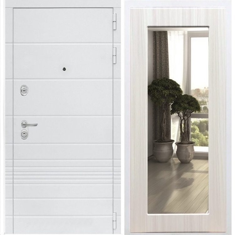 Входная белая дверь Италия Пастораль Сандал белый с Зеркалом 34323