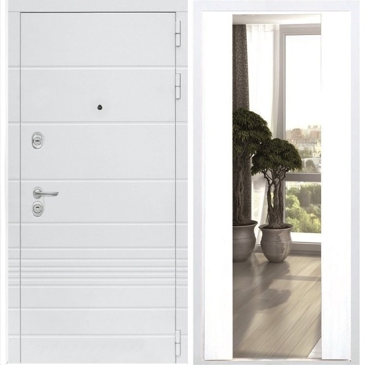 Входная белая дверь Италия с Зеркалом СБ -16 Белый силк сноу 34339