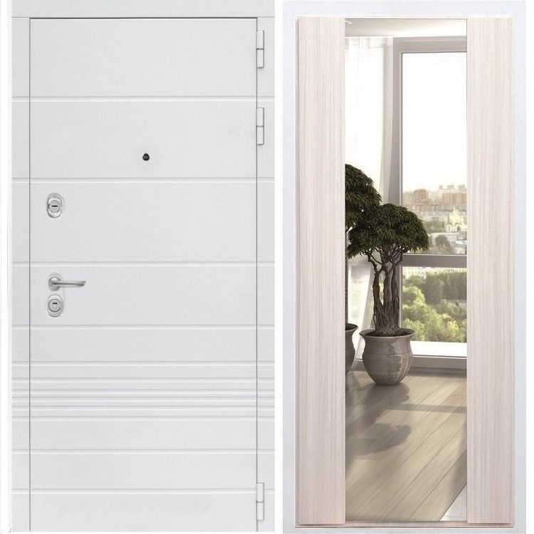 Входная белая дверь Италия с Зеркалом СБ -16 Беленый дуб 34341