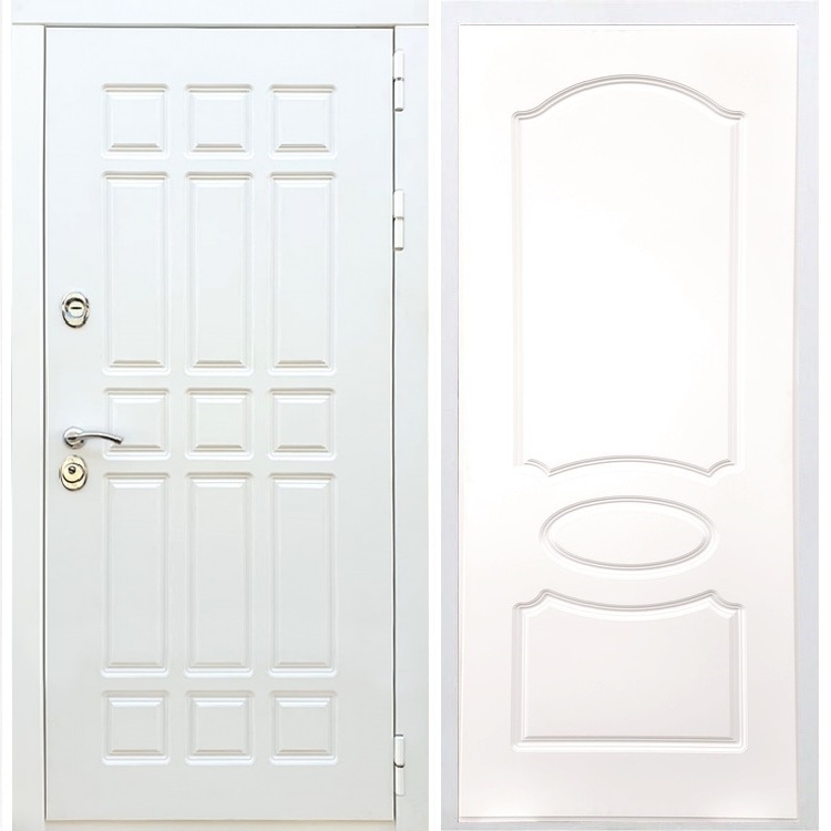 Входная белая дверь DALLAS ФЛ-128 Белый силк сноу 32937