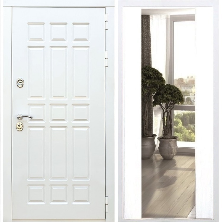 Входная белая дверь DALLAS с Зеркалом СБ -16 Белый силк сноу 32994