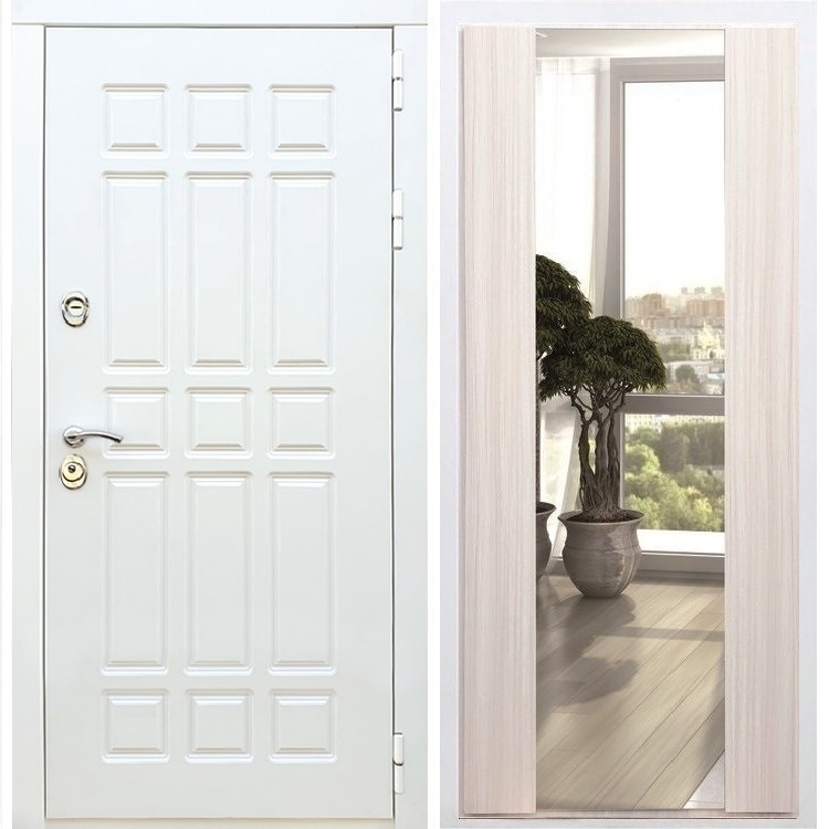 Входная белая дверь DALLAS с Зеркалом СБ -16 Беленый дуб 32996