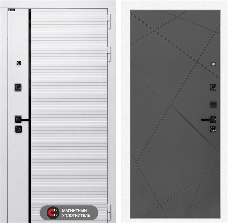 Входная белая дверь Лабиринт ROYAL 24 - Графит софт 3918957