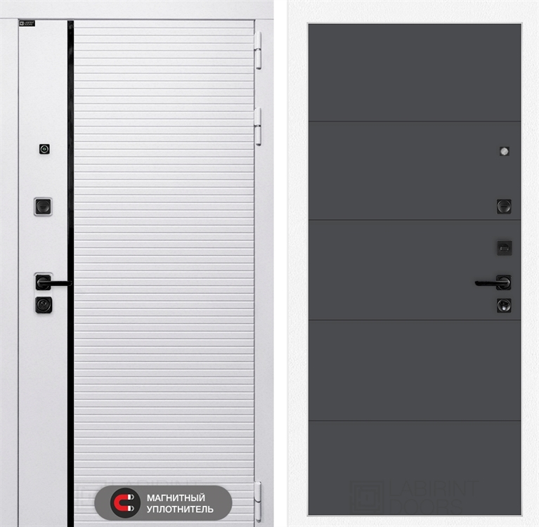 Входная белая дверь Лабиринт ROYAL 13 - Графит софт 3918959