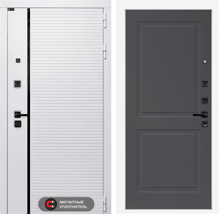 Входная белая дверь Лабиринт ROYAL 11 - Графит софт 3918960