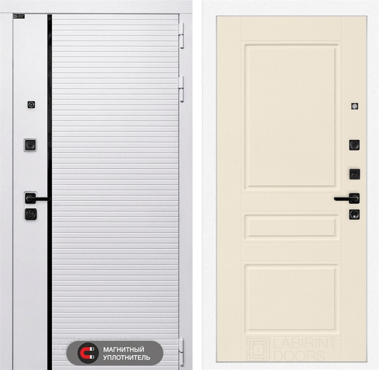 Входная белая дверь Лабиринт ROYAL 03 - Крем софт 3918414
