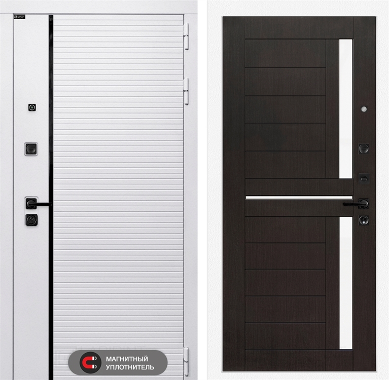 Входная белая дверь Лабиринт ROYAL 02 - Венге, стекло белое 3918970