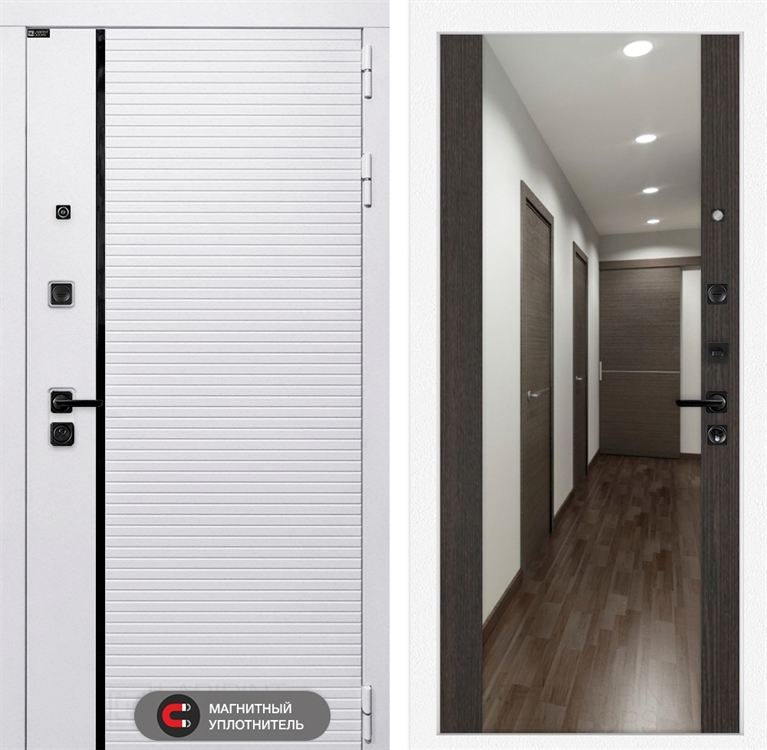 Входная белая дверь Лабиринт ROYAL с зеркалом Максимум - Венге 3918952