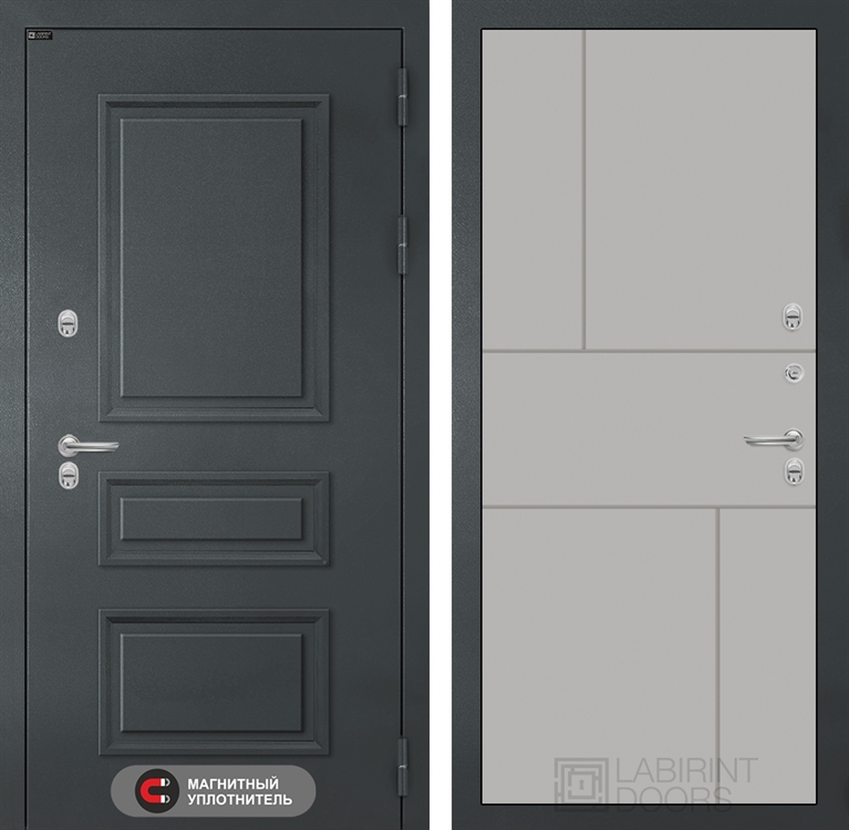 Входная металлическая дверь Лабиринт Атлантик 21 - Грей софт 40969