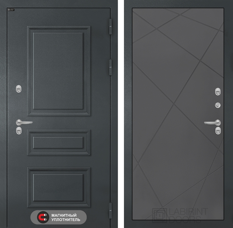Входная металлическая дверь Лабиринт Атлантик 24 - Графит софт 40973