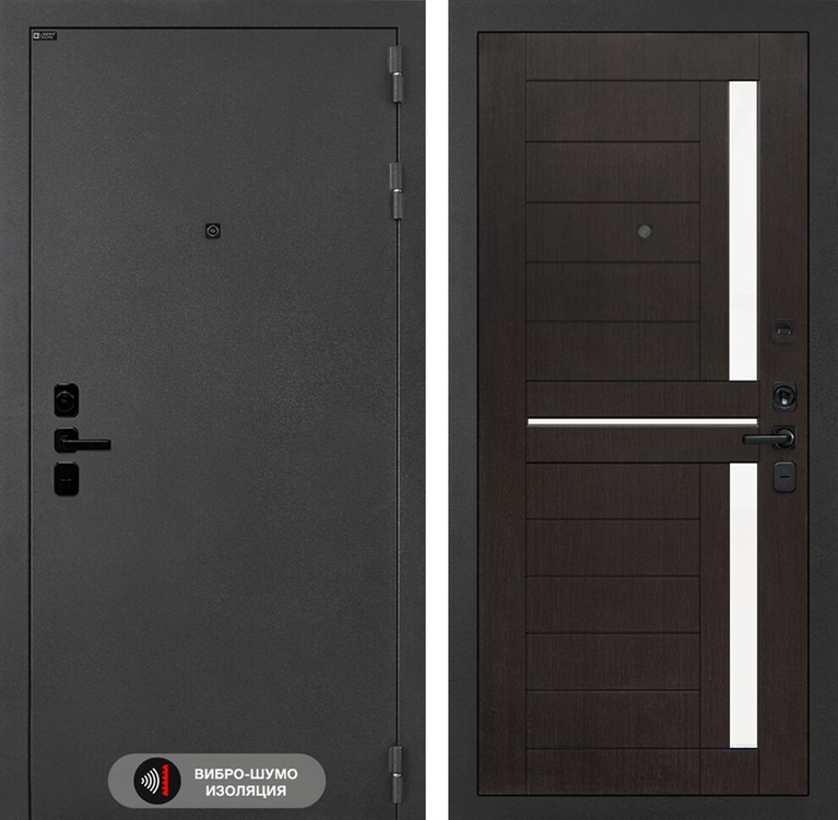 Входная металлическая дверь Лабиринт ACUSTIC 02 - Венге, стекло белое 42313