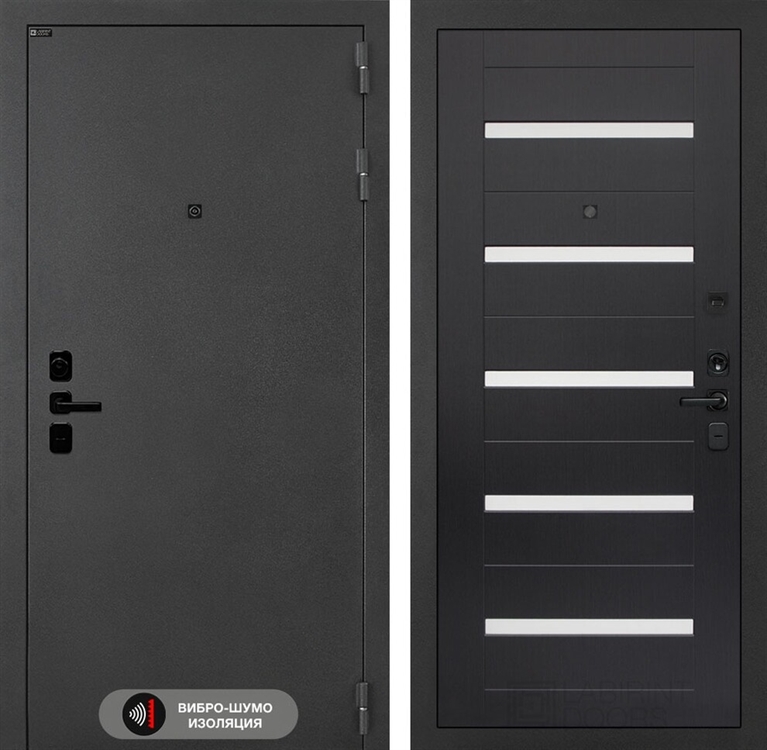 Входная металлическая дверь Лабиринт ACUSTIC 01 - Венге, стекло белое 42314