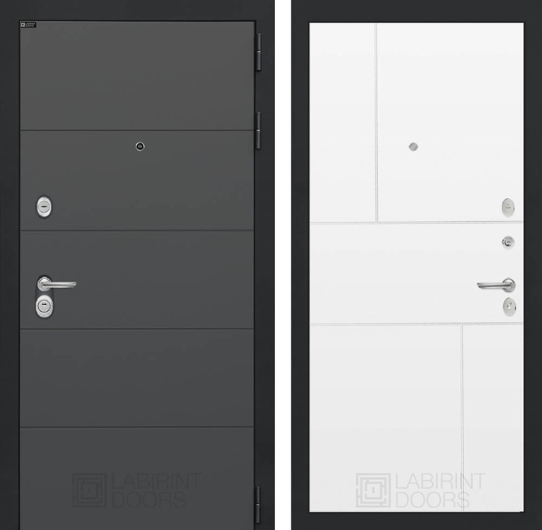 Входная металлическая дверь Лабиринт ART графит 21 - Белый софт 42346