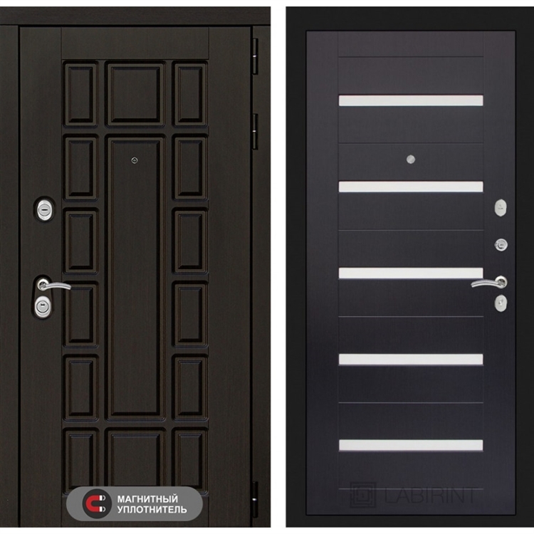 Входная металлическая дверь Лабиринт Нью-Йорк 01 - Венге, стекло белое 1647800