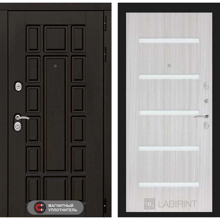 Входная металлическая дверь Нью-Йорк 01 - Сандал белый, стекло белое 1647802