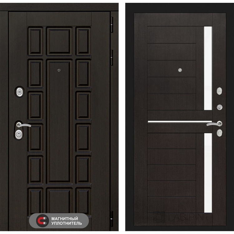 Входная металлическая дверь Лабиринт Нью-Йорк 02 - Венге, стекло белое 1647803