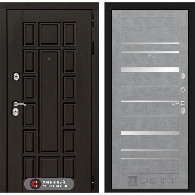 Входная металлическая дверь Лабиринт Нью-Йорк 20 - Бетон светлый, зеркальные вставки 3007233