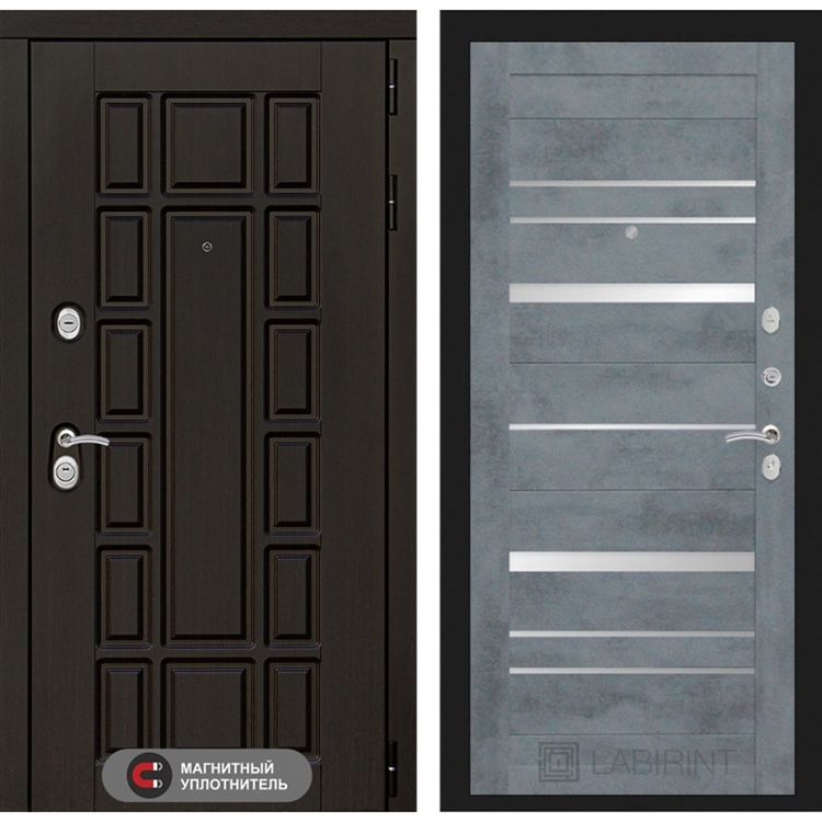 Входная металлическая дверь Лабиринт Нью-Йорк 20 - Бетон темный, зеркальные вставки 3007236