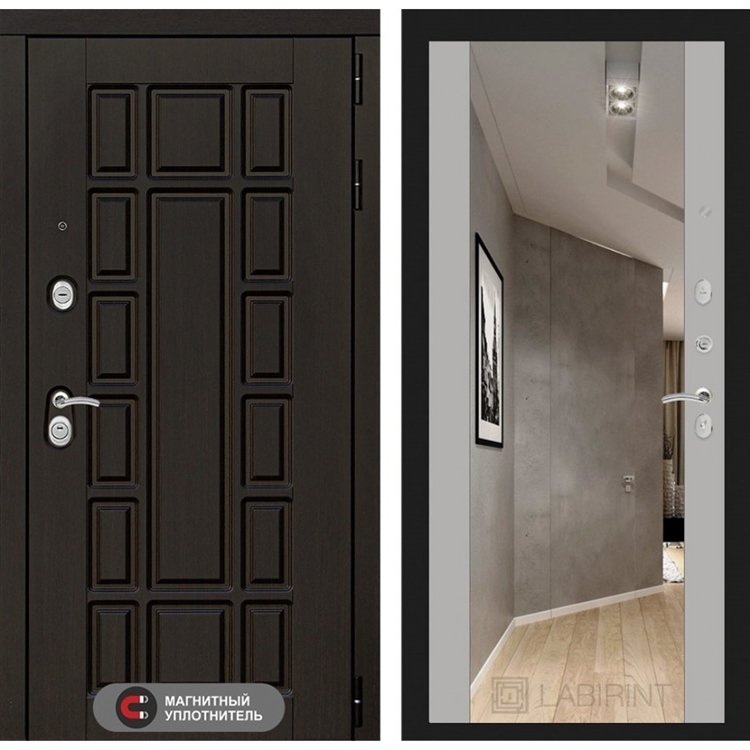 Входная металлическая дверь Лабиринт Нью-Йорк с Зеркалом Максимум - Софт Грей 1476269