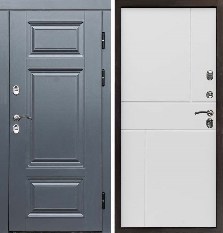 Входная металлическая дверь с терморазрывом Интерма Горизонт Белый матовый 42660
